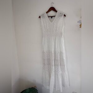 Me 2 Magic Sleeveless Eyelet Embroidered Tiered Maxi Dress XL | bohemian dress